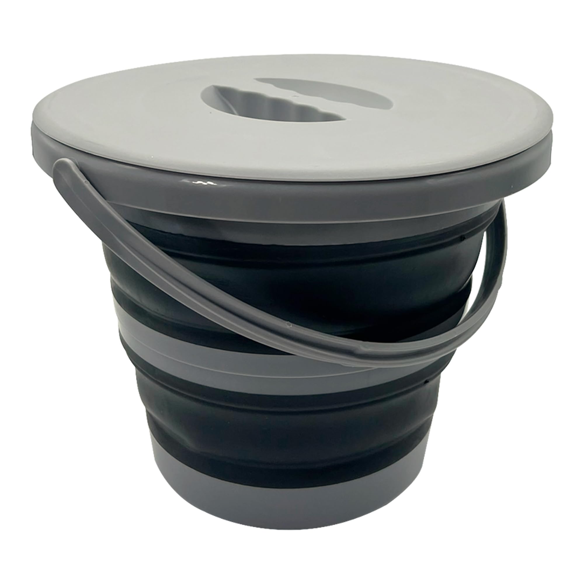 Nordrok Collapsible Bucket with Lid - 5L Capacity | Space Saving | Grey