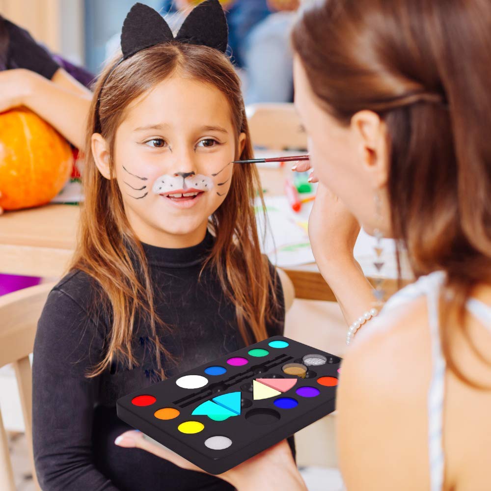Desire Deluxe Face Paints - 64 Piece Kit with 14 Colors, Glitter, Brushes & Stencils | Kids & Adults 4