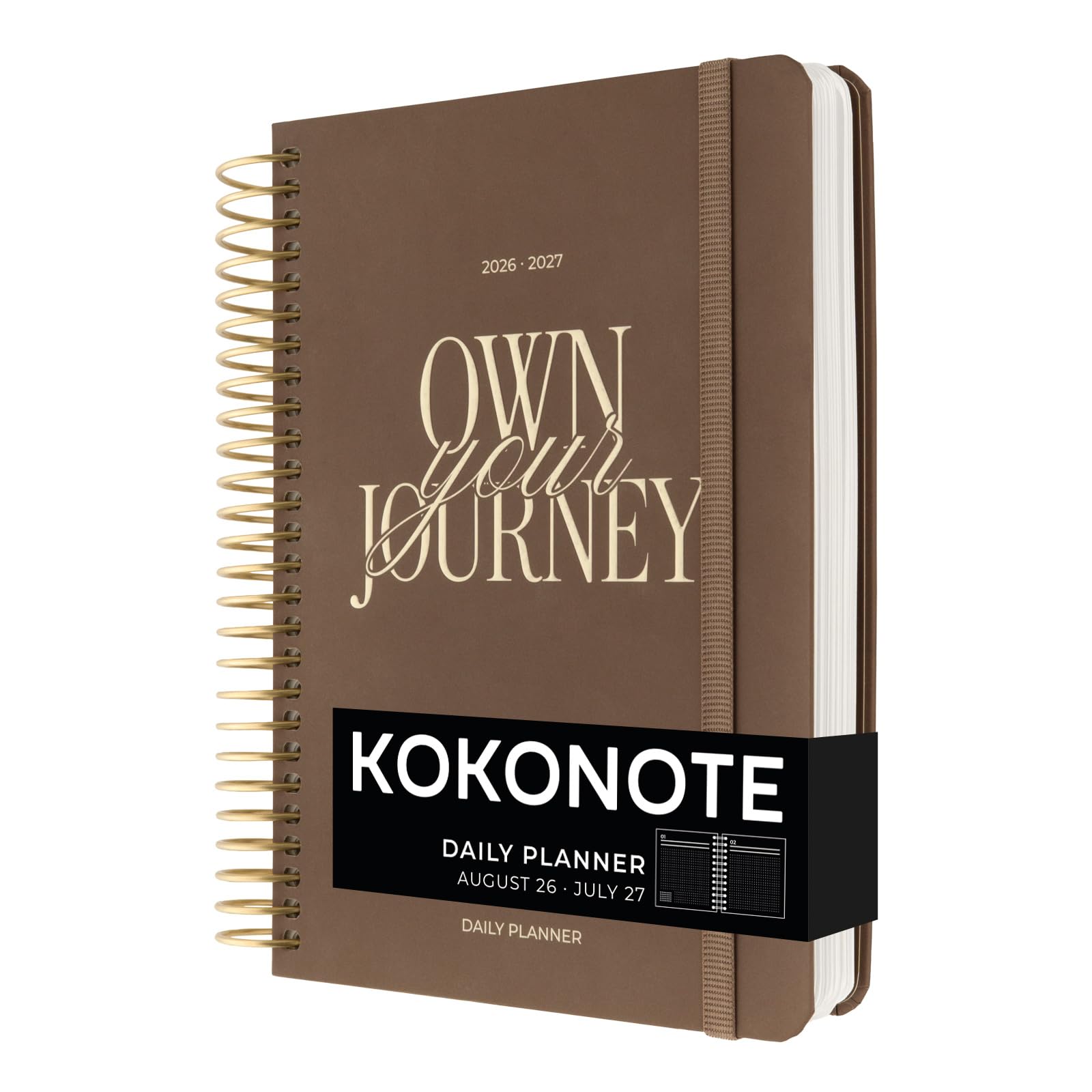 Kokonote A5 Academic Diary 2026-2027 Page a Day - Bitter Mocha | Student Planner | 100 gsm Paper