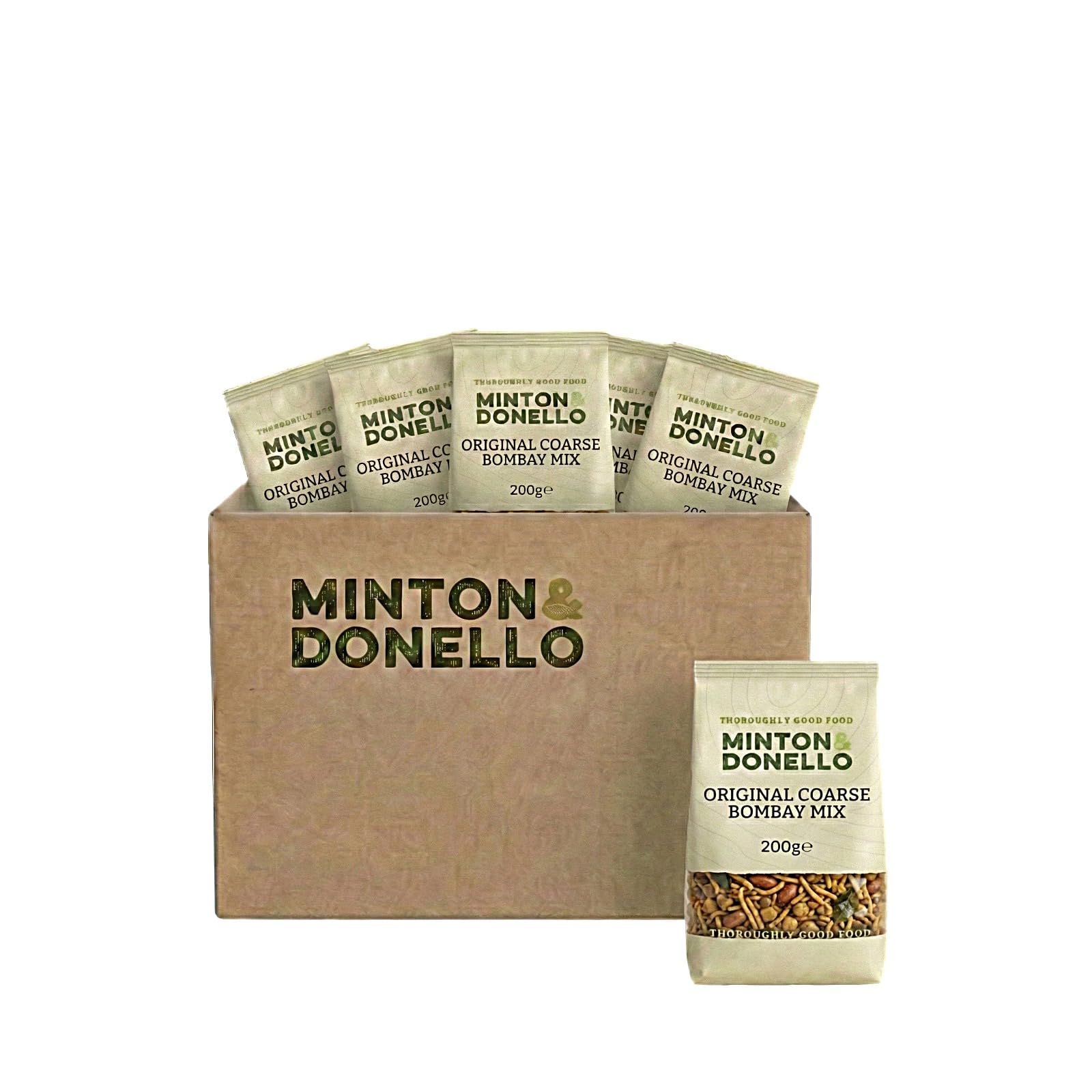 Minton & Donello Original Bombay Mix - Coarse Texture, Vegetarian Snack | 6 x 200g Multipack