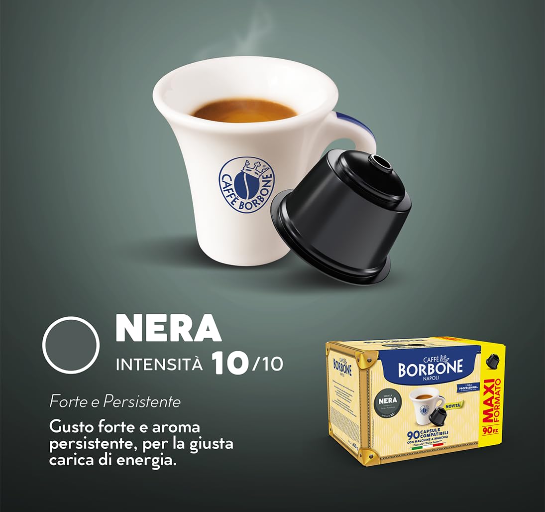 CAFFÈ BORBONE Black Coffee Blend Capsules - 90 Count (Pack of 6) | Intense & Creamy Espresso | Dolce Gusto Compatible 5