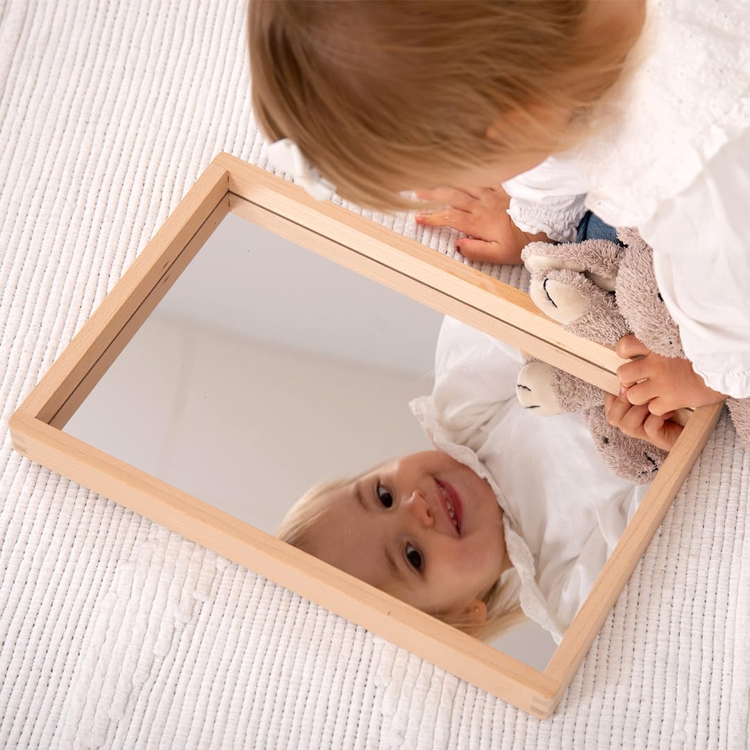 TickiT Small Wooden Mirror Tray - Child-Sized Reflective Sensory Play Tray 5