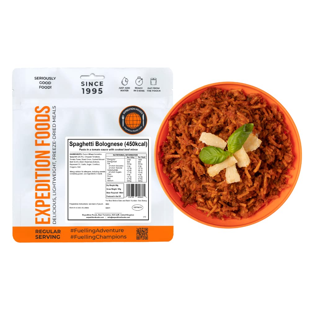 EXPEDITION FOODS Spaghetti Bolognese - Single Serving | 450kcal | Freeze-Dried Meal