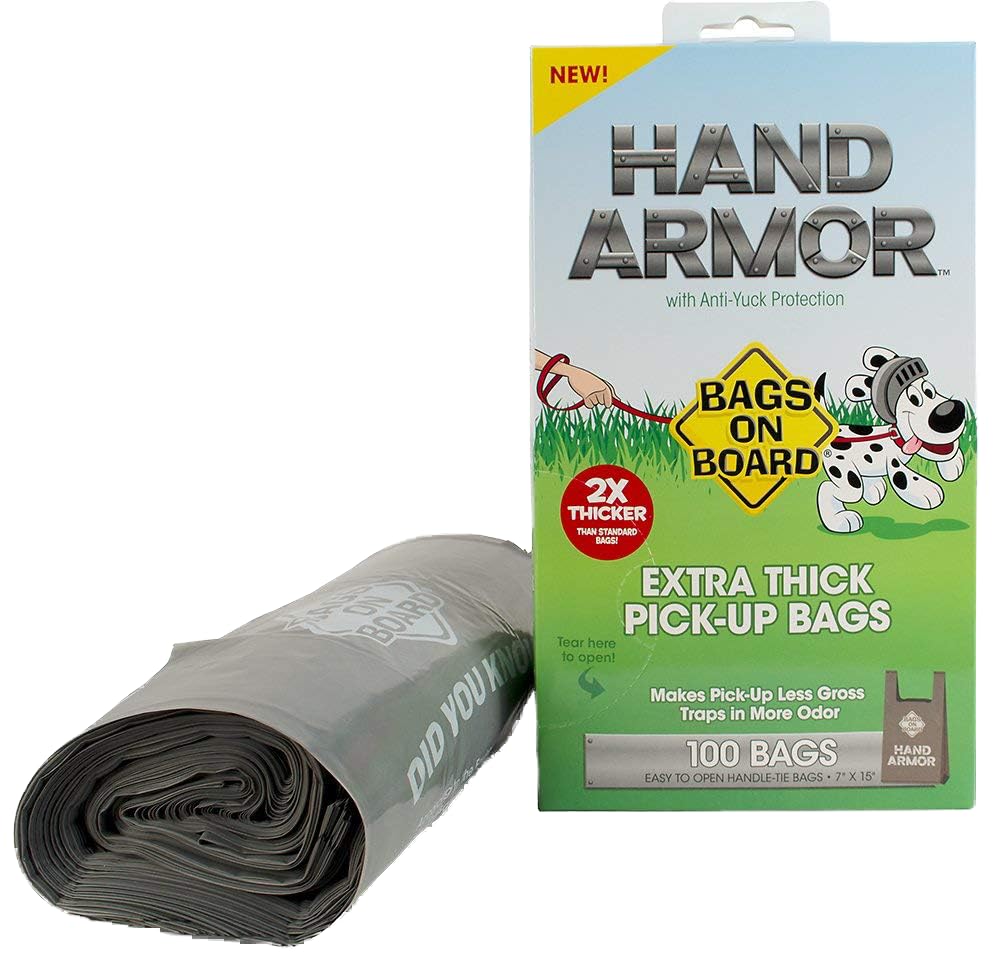 Bags on Board Hand Armour Extra Thick Dog Poo Bags - 100 Count, 7x15 Inches, Leak Proof 7