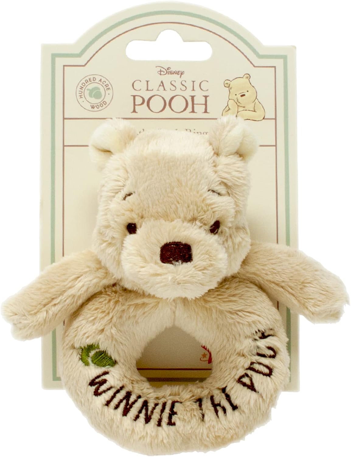 Disney Winnie the Pooh Rattle - Soft 12cm Baby Sensory Toy for Newborns