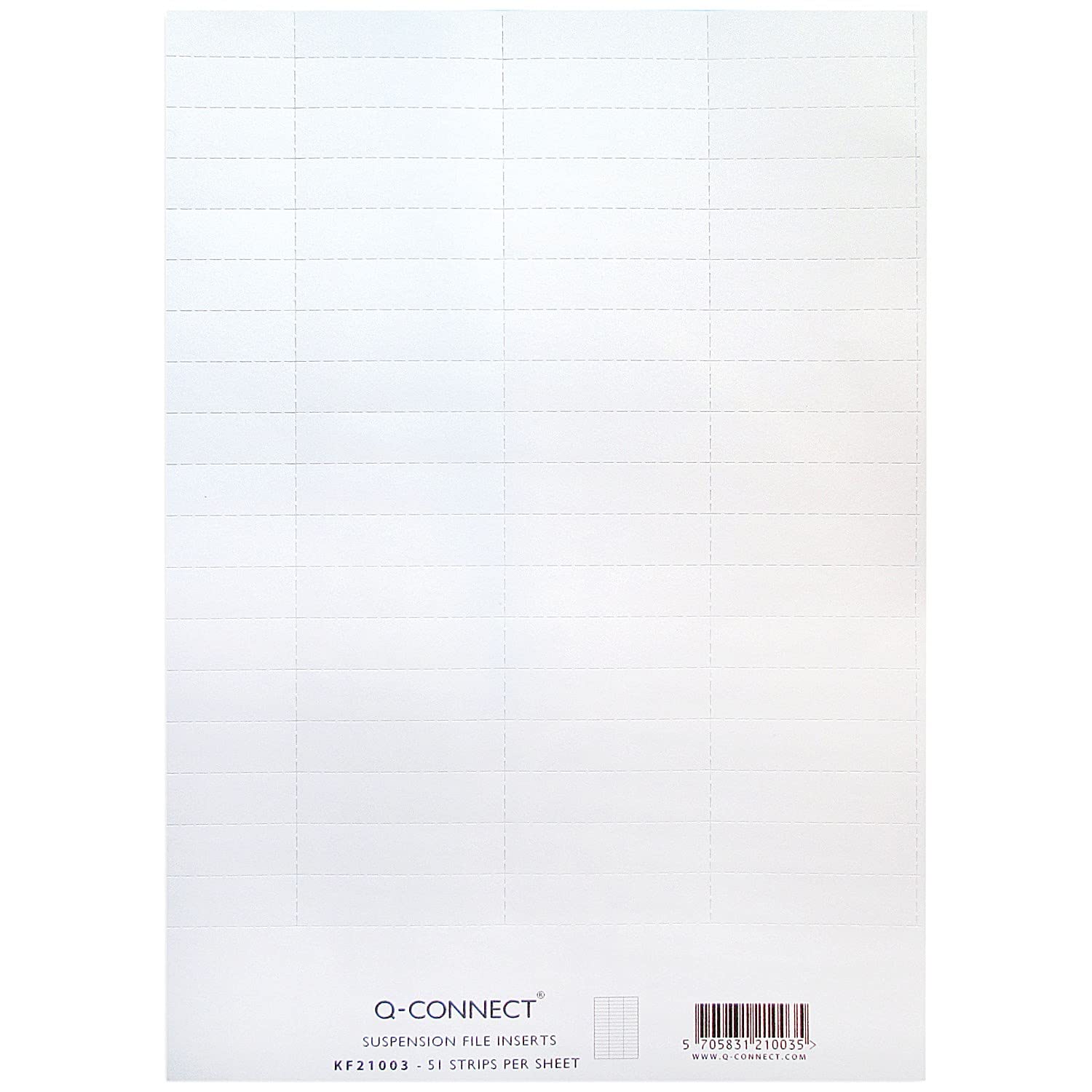 Q-Connect Suspension File Label Inserts - White, A4 Sheet with 51 Perforated Strips (KF21003)