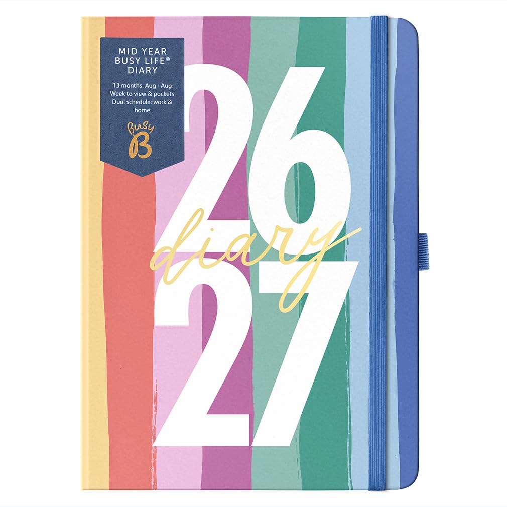 Busy B Diary - A5 Mid-Year Academic Weekly Planner | Aug 2026 - Aug 2027 | Stripe