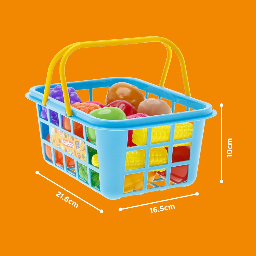 Casdon Fruit & Veg Assorted Toy Basket with 21 Pieces | Ages 2+ | Plastic 6