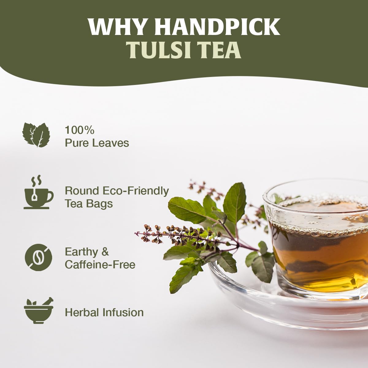 HANDPICK Holy Basil Teebeutel (100 Stück) Koffeinfreier, gentechnikfreier Kräutertee aus Tulsi-Blättern 5