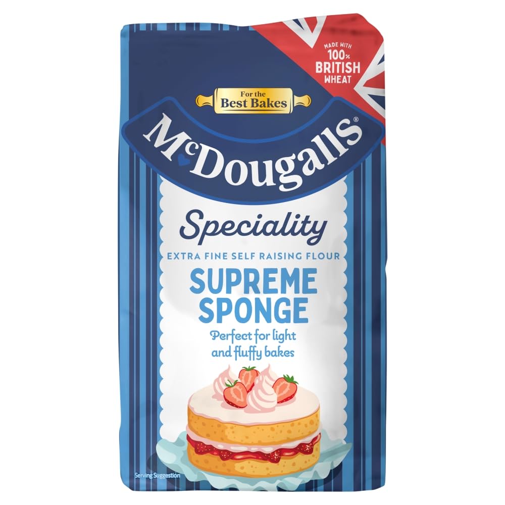 McDougalls Supreme Sponge Self-Raising Flour - Pre-Mixed Raising Agents | 1 kg Bag