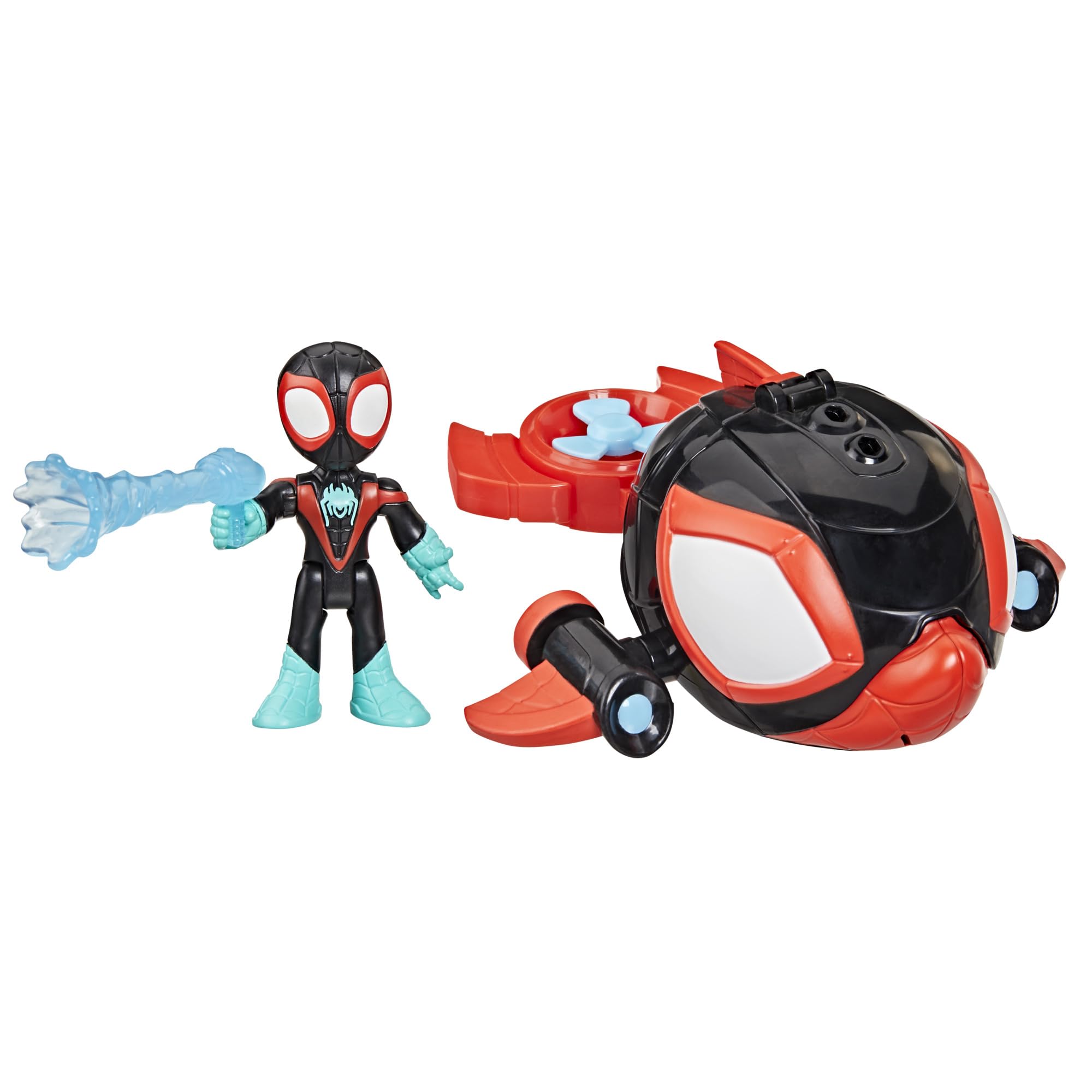 Spidey und seine erstaunlichen Freunde – Wassernetz-Delfin-U-Boot-Spielzeug – Miles Morales Actionfigur &amp; Fahrzeug-Spielset, ab 3 Jahren