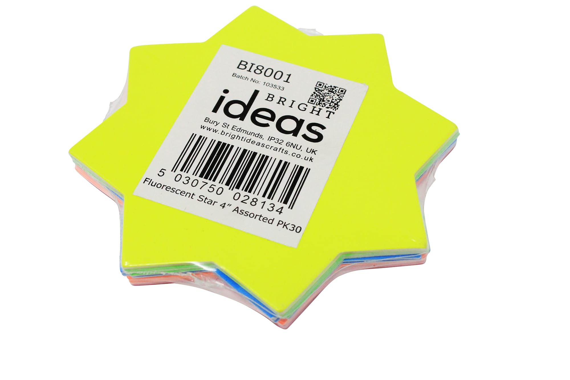 Bright Ideas Fluorescent Stars Message Signs - Pack of 30, 4 Inch, Assorted Neon Colors 5