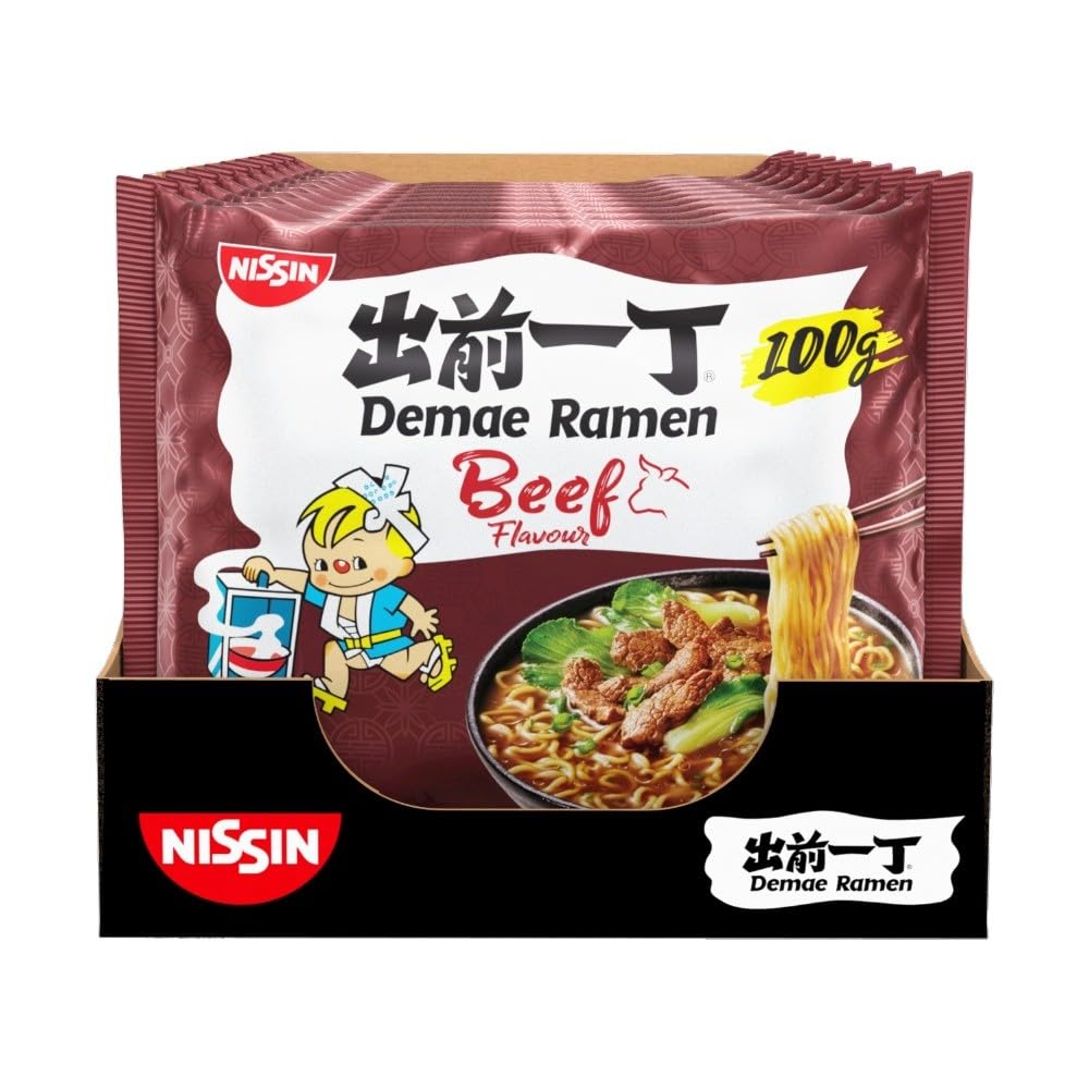 NISSIN Ramen Beef Flavoured Instant Noodles - 100g Pack of 10 3