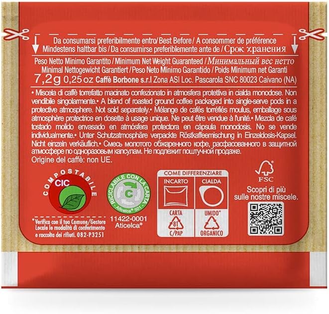 CAFFÈ BORBONE Red Blend Compostable Coffee Pods - 100 Pack - ESE 44mm Compatible 4