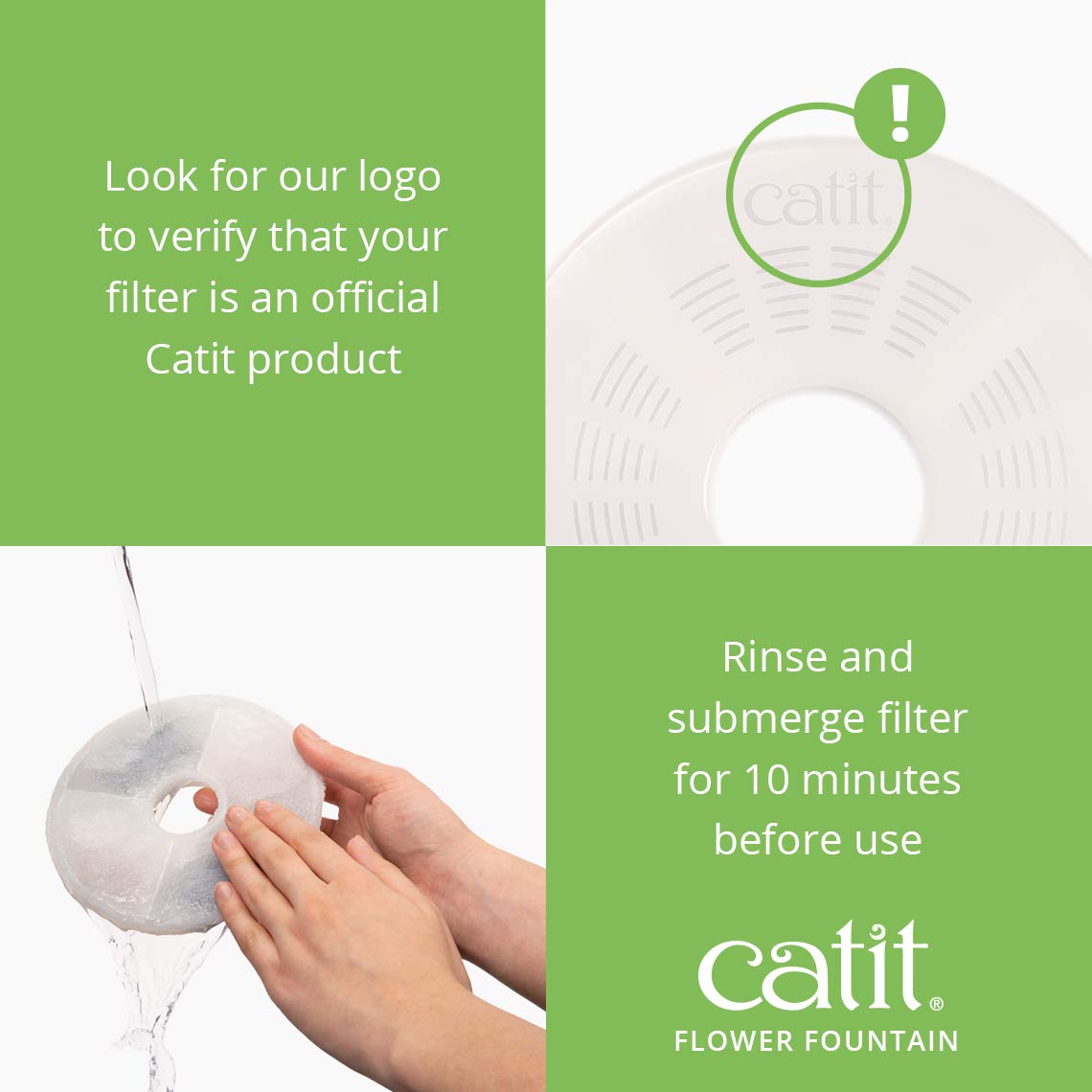 Catit Flower Cat Water Fountain | 3 Flow Settings | Triple Action Filtration | Green 5