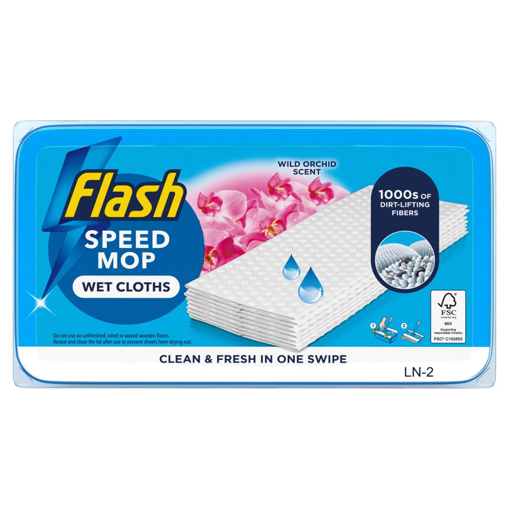 Flash Speedmop Wet Cloth Refills - 24 Pack | Kills 99.9% Bacteria | Orchid Scent