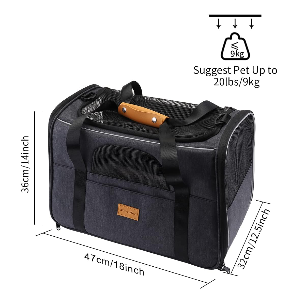 morpilot Airline Approved Soft-Sided Pet Carrier - Durable Polyester, Up to 9kg | Grey 3