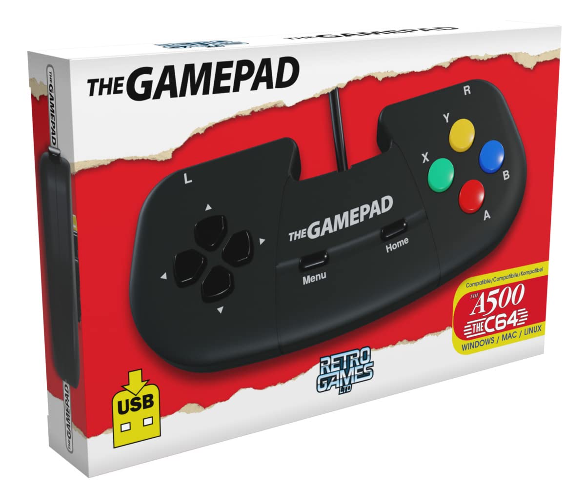 8-Button USB Gamepad - Retro Games Controller for THEC64, THEA500 Mini, PC, Mac & Linux