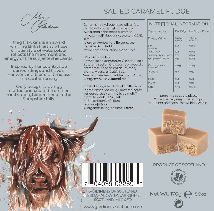 Gardiners of Scotland Salted Caramel Fudge - Luxury Handmade Soft Fudge | 170g Carton