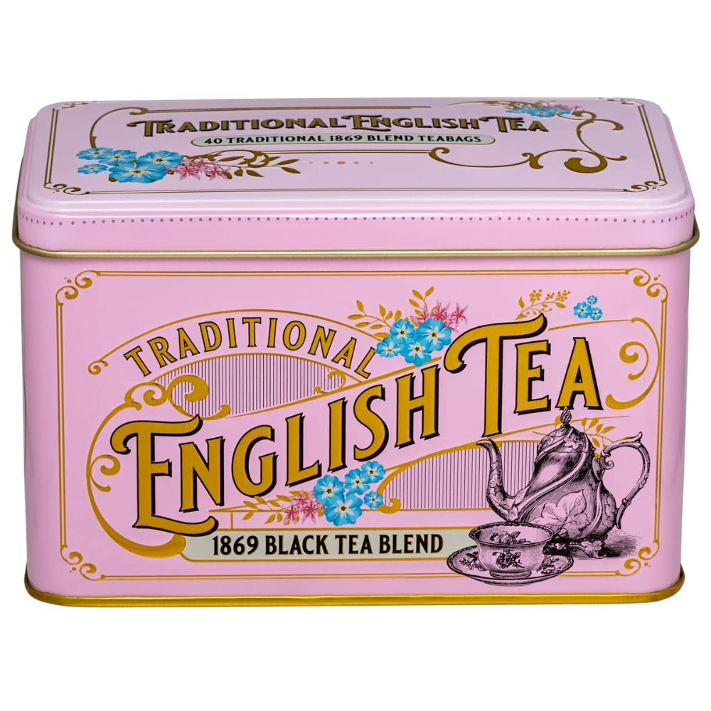 New English Teas Vintage Victorian Pink Tea Tin - 40 English Breakfast Teabags | 220g 2