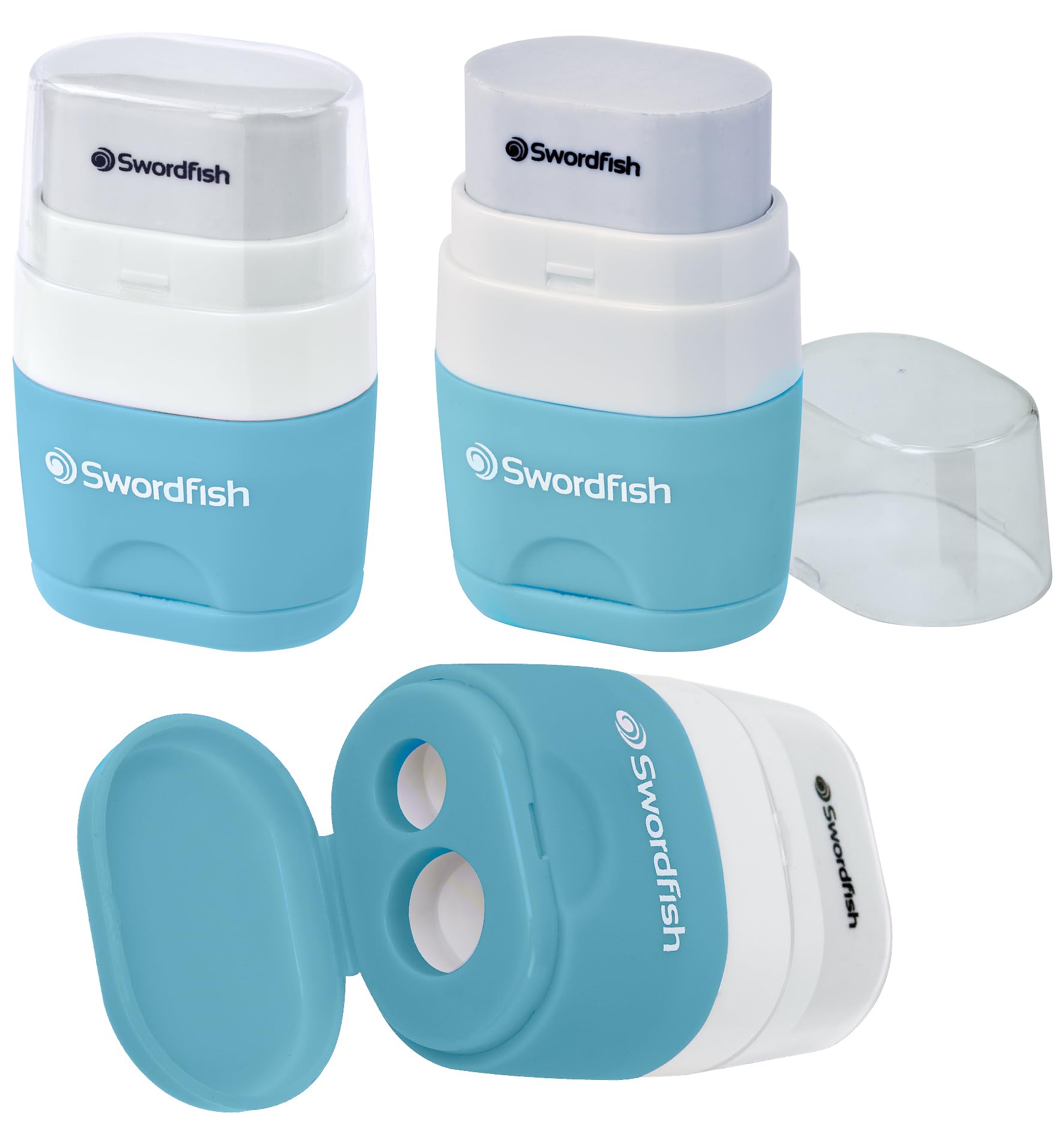 Swordfish Twin Combo Pastel 2-in-1 Pencil Sharpener and Eraser Pack 5