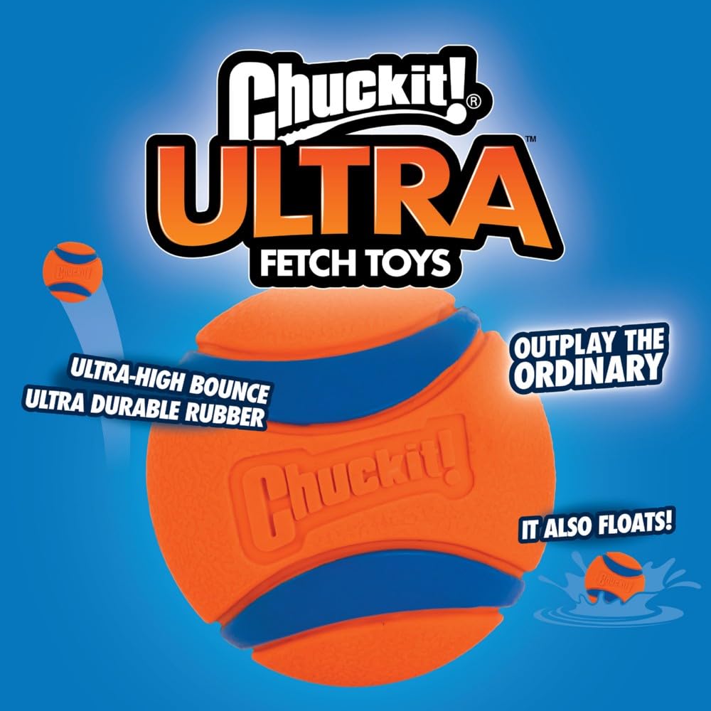 Chuckit! Ultra Ball Dog Toy - Durable Rubber, High Bounce, Launcher Compatible | 3 Pack, Medium 5