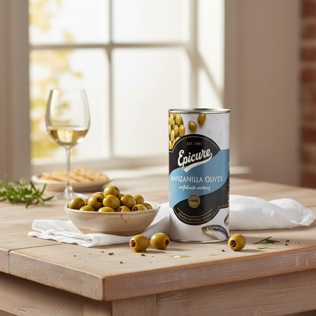 Epicure Manzanilla Olives Stuffed with Anchovy - Pitted, 350g Jar 3