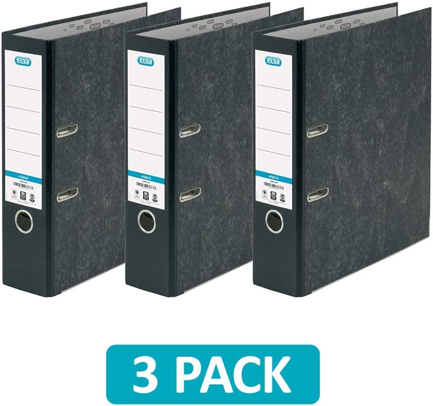 Lever Arch File | ELBA, A4 Paper on Board, Black, Pack of 3, 400129085 6