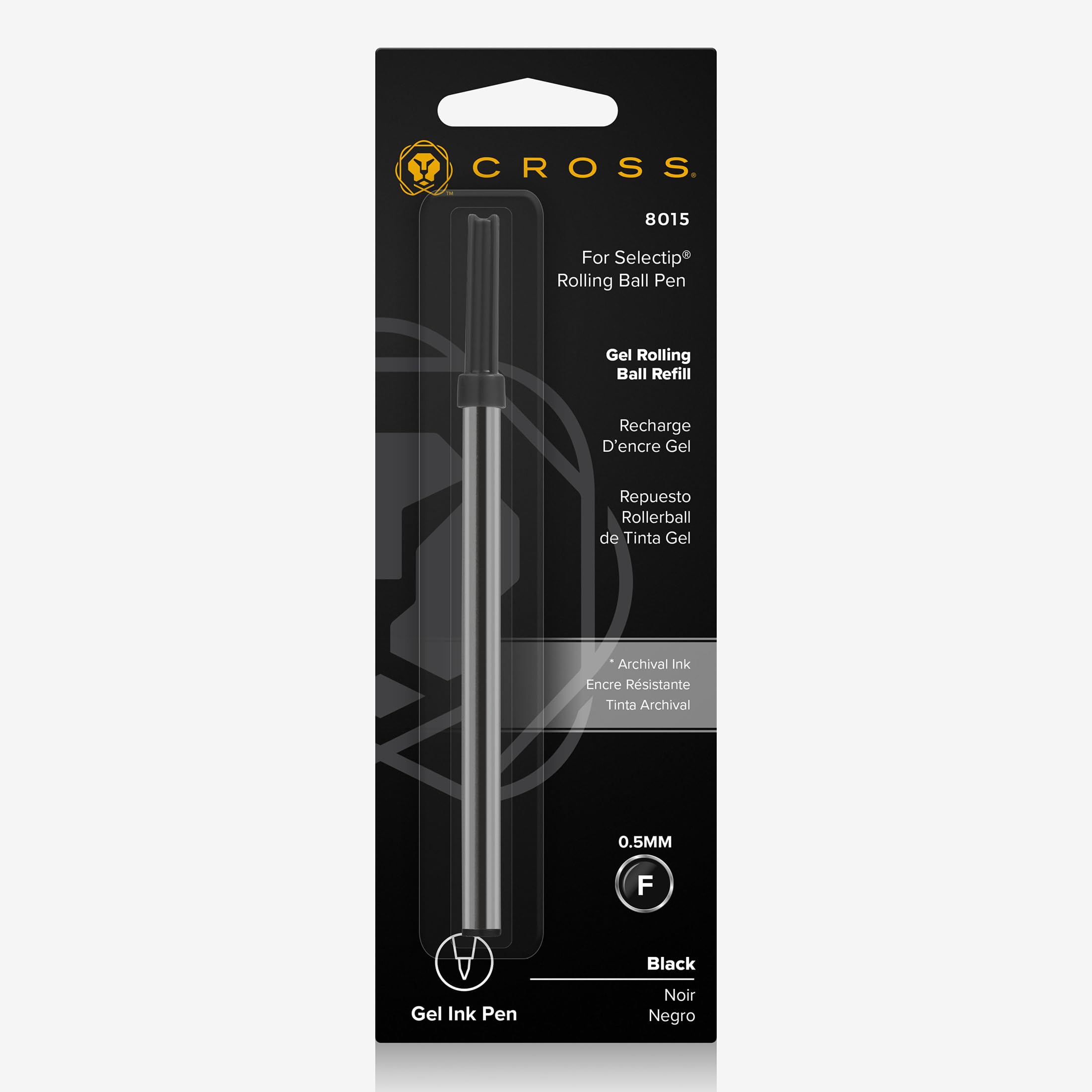 CROSS 8015 Gel Rollerball Pen Refill - Fine Point 0.5mm Black Ink | Pack of 1