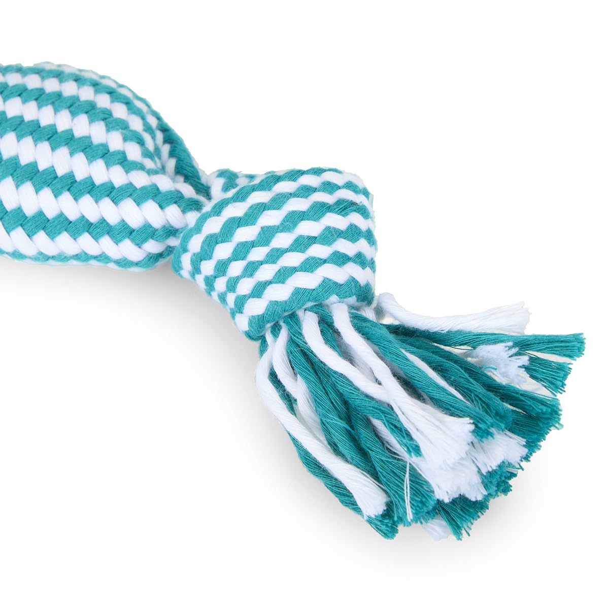 Petface Squeaky Rope Cracker Dog Toy with Built-In Squeaker for Puppies & Small Dogs | Polyester | Turquoise/White 5