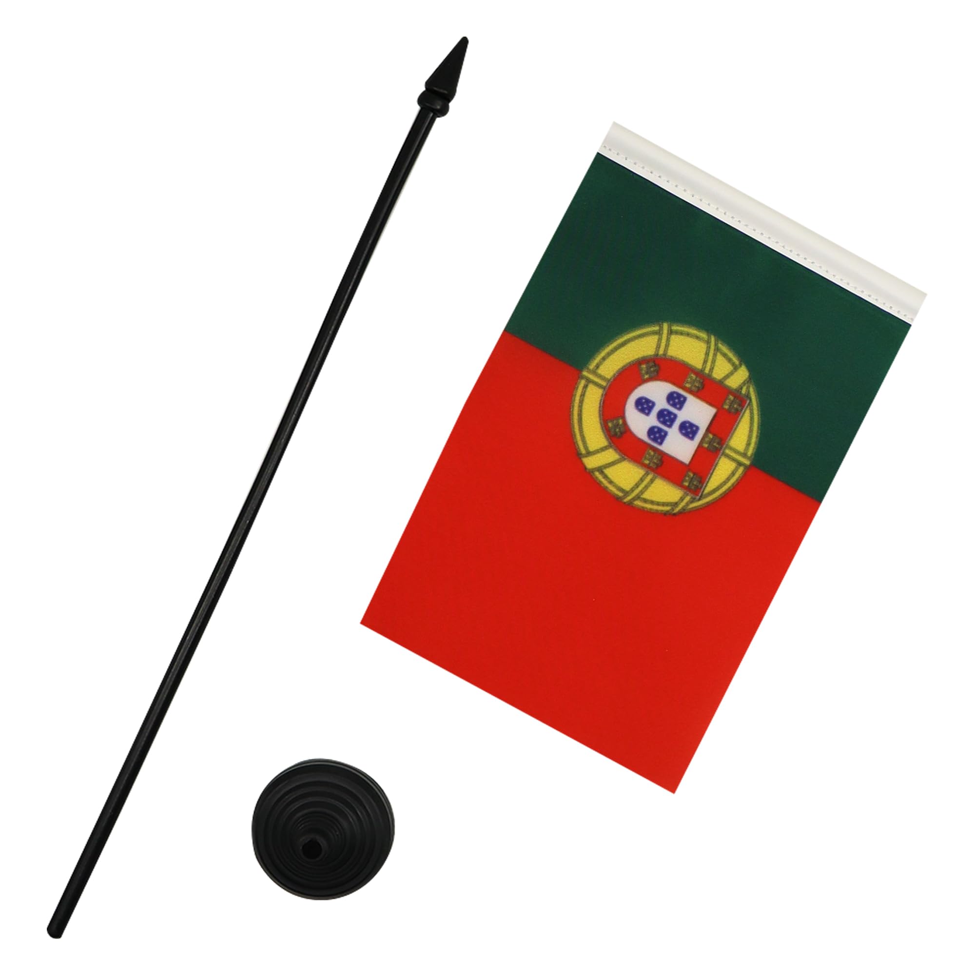 AZ FLAG Portugal Table Flag 4'' x 6'' with Black Plastic Base and 10'' Pole | 100% Polyester 3
