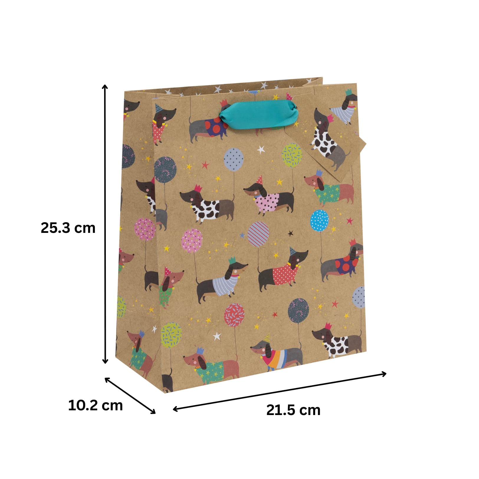 Ballyhoo Medium Happy Birthday Gift Bag Sausage Dog Kraft | 25.3 x 21.5 x 10.2 cm 6