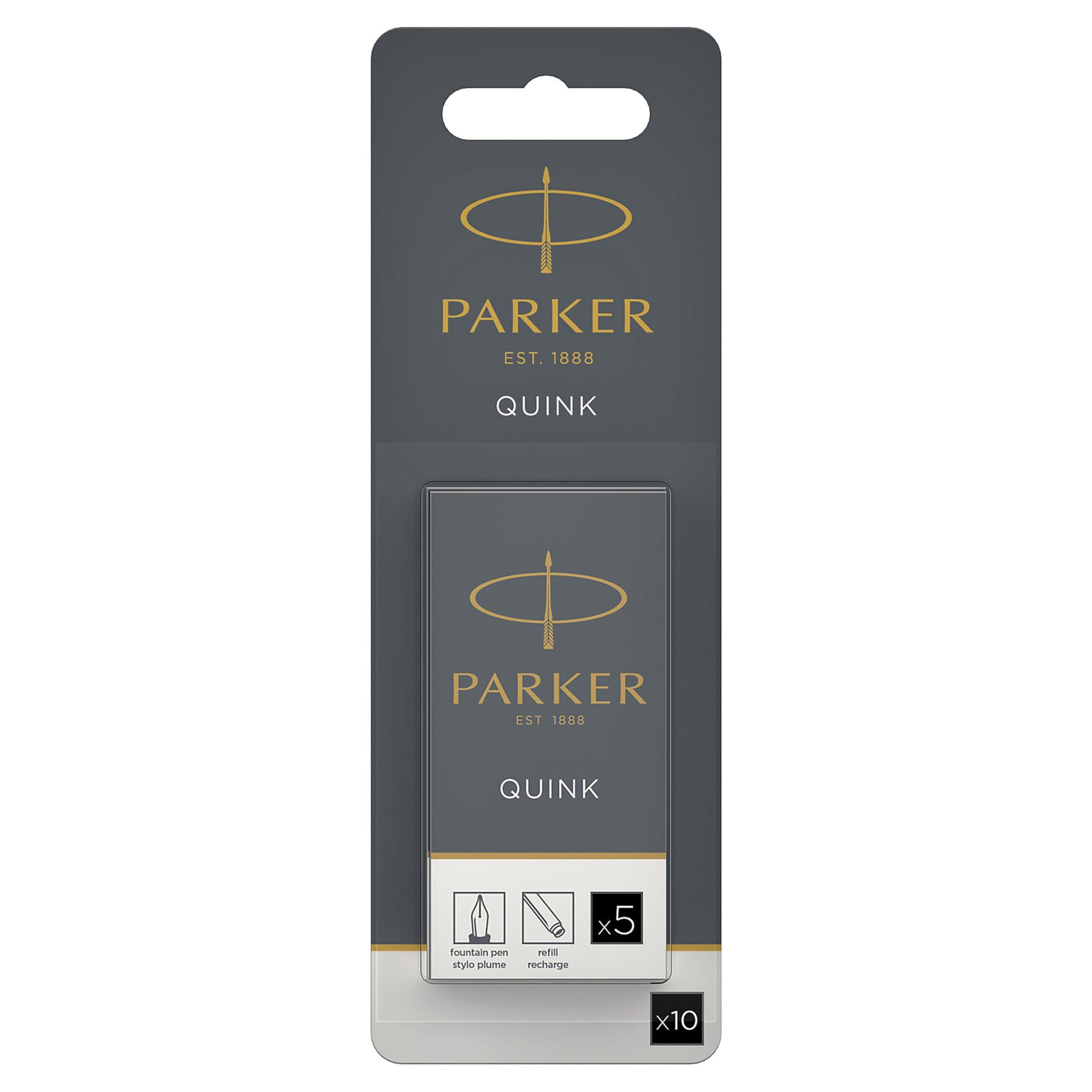 PARKER QUINK Long Fountain Pen Ink Refill Cartridges - Black Ink | 10 Count 6
