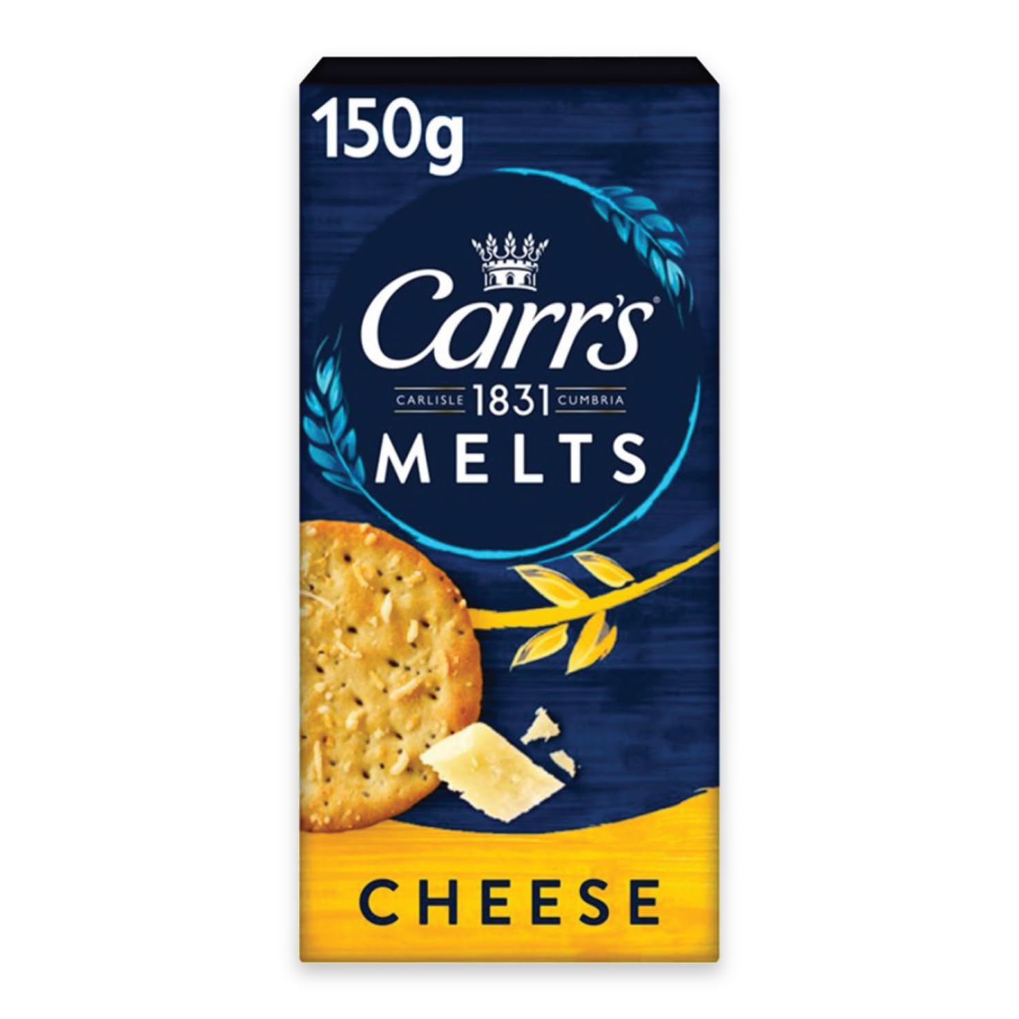 Carr's Melts Cheese Crackers, 150 g – Pikanter Mehrkorn-Snack mit gesalzenem Käsegeschmack