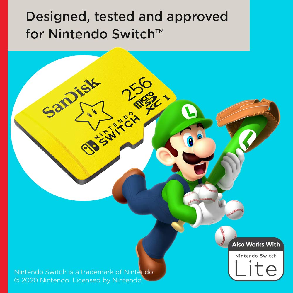 SanDisk microSDXC UHS-I Card for Nintendo Switch 256GB | 100MB/s Transfer Speed 3