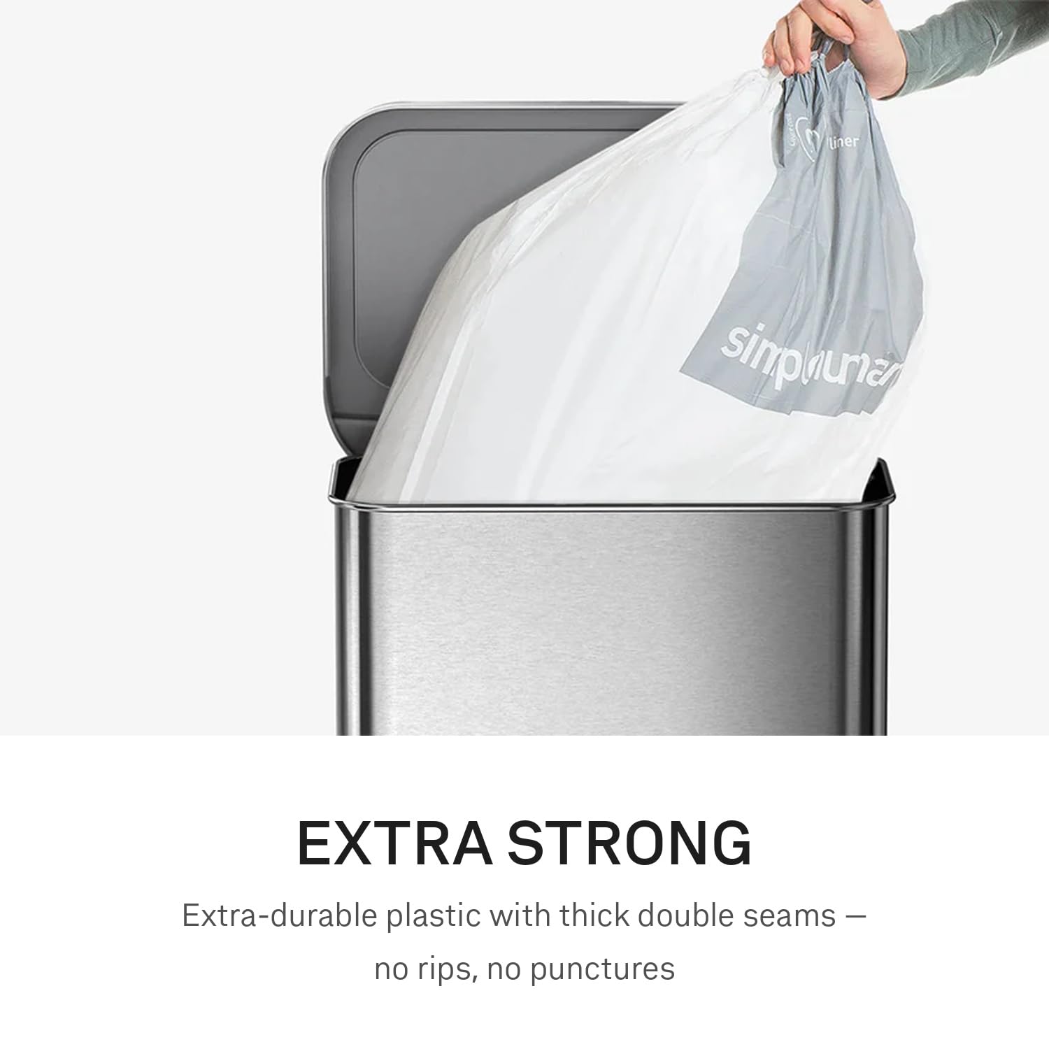 simplehuman Code E Bin Liners - 20 Litre Capacity, White Plastic, 60 Count (Pack of 3) 3