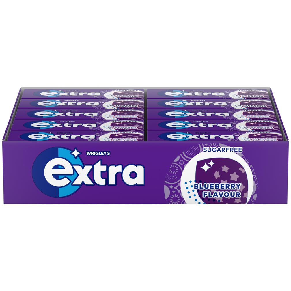 Zuckerfreier Kaugummi mit Extra-Blaubeergeschmack – 30 Packungen (je 10 Stück)