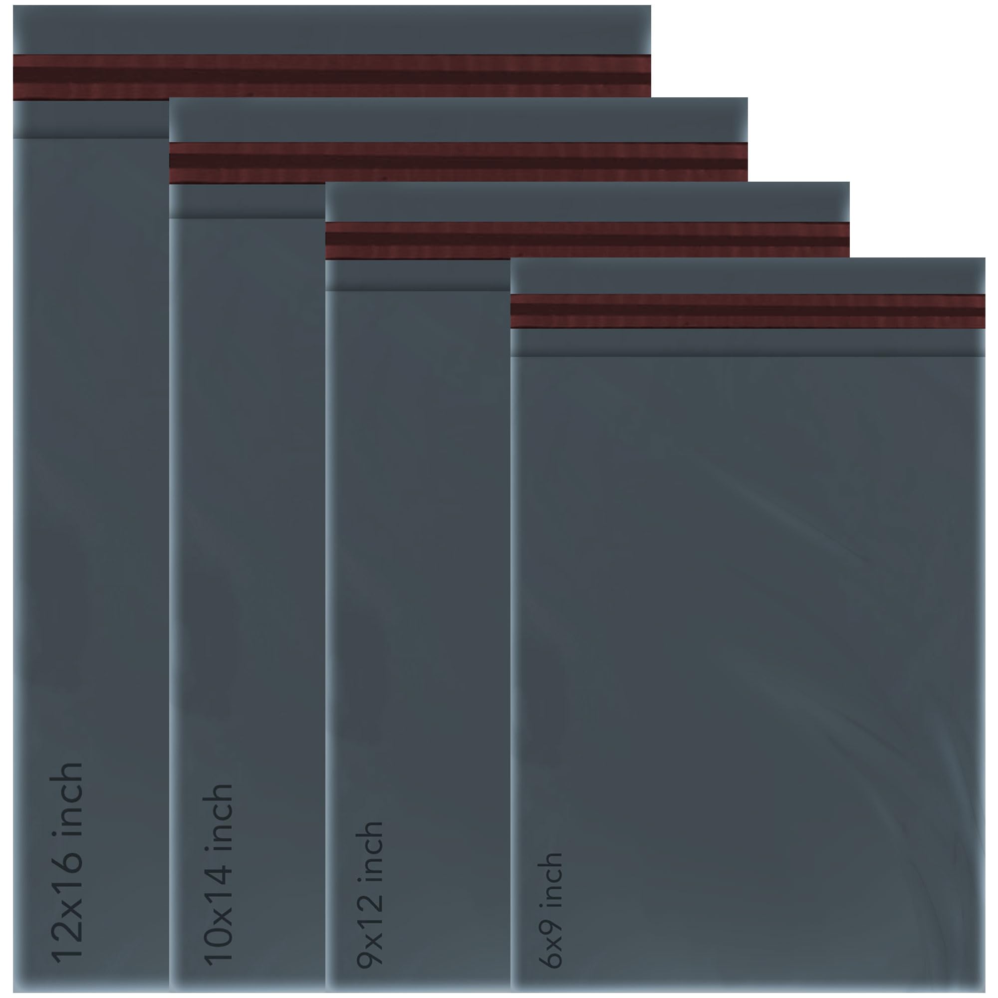 iSOUL Mixed Mailing Poly Postal Self Seal Bags - 100 Count, 4 Sizes (6x9 to 12x16) | Opaque Plastic