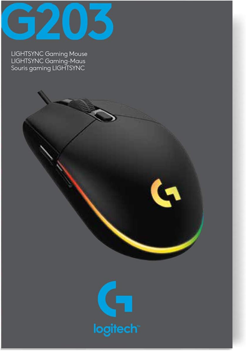 Logitech G203 LIGHTSYNC Gaming Mouse with Customizable RGB Lighting, 6 Programmable Buttons, Gaming Grade Sensor, 8K DPI Tracking, Lightweight - Black 8