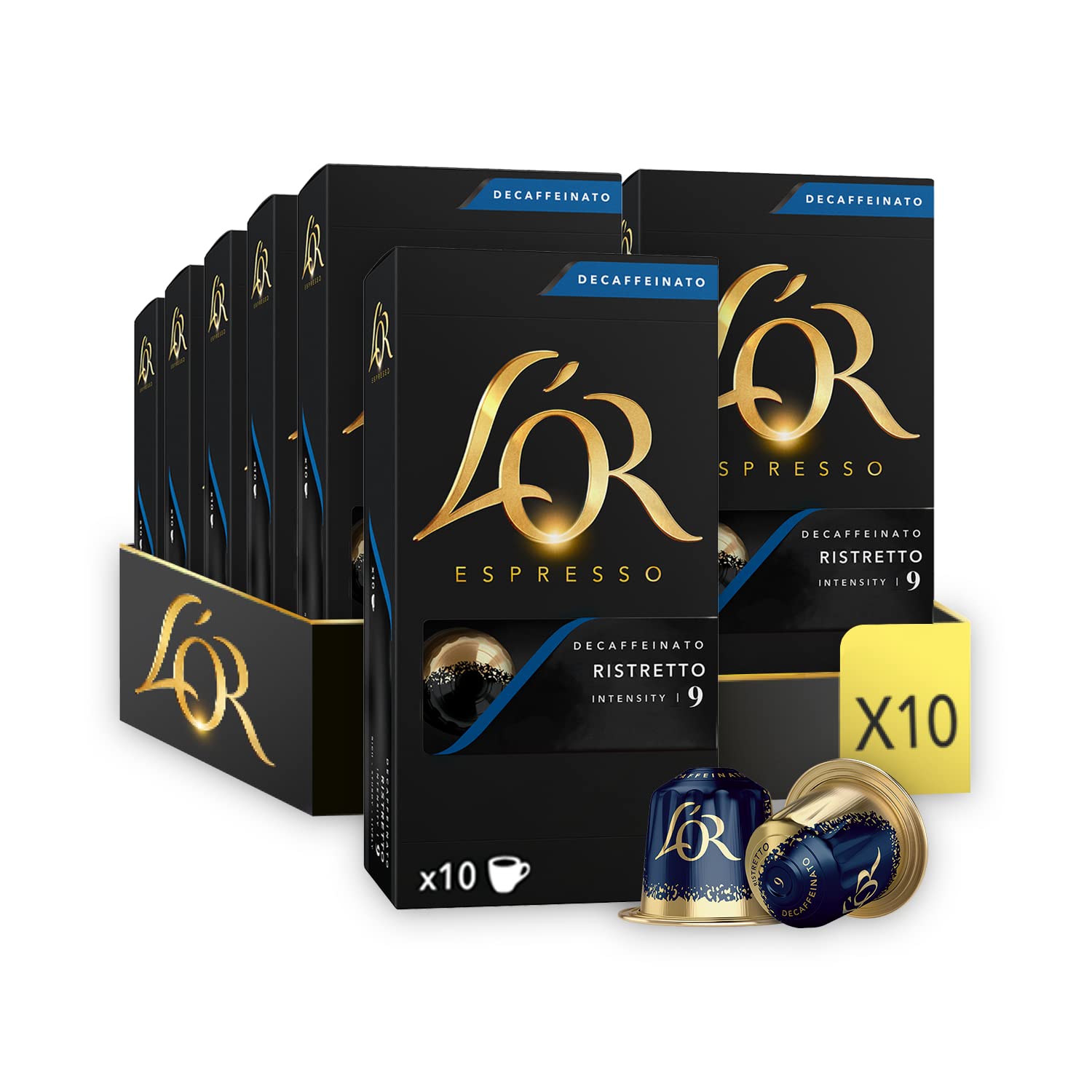 L'OR Espresso Ristretto Decaf Coffee Pods (Pack of 100 Capsules, Intensity 9)