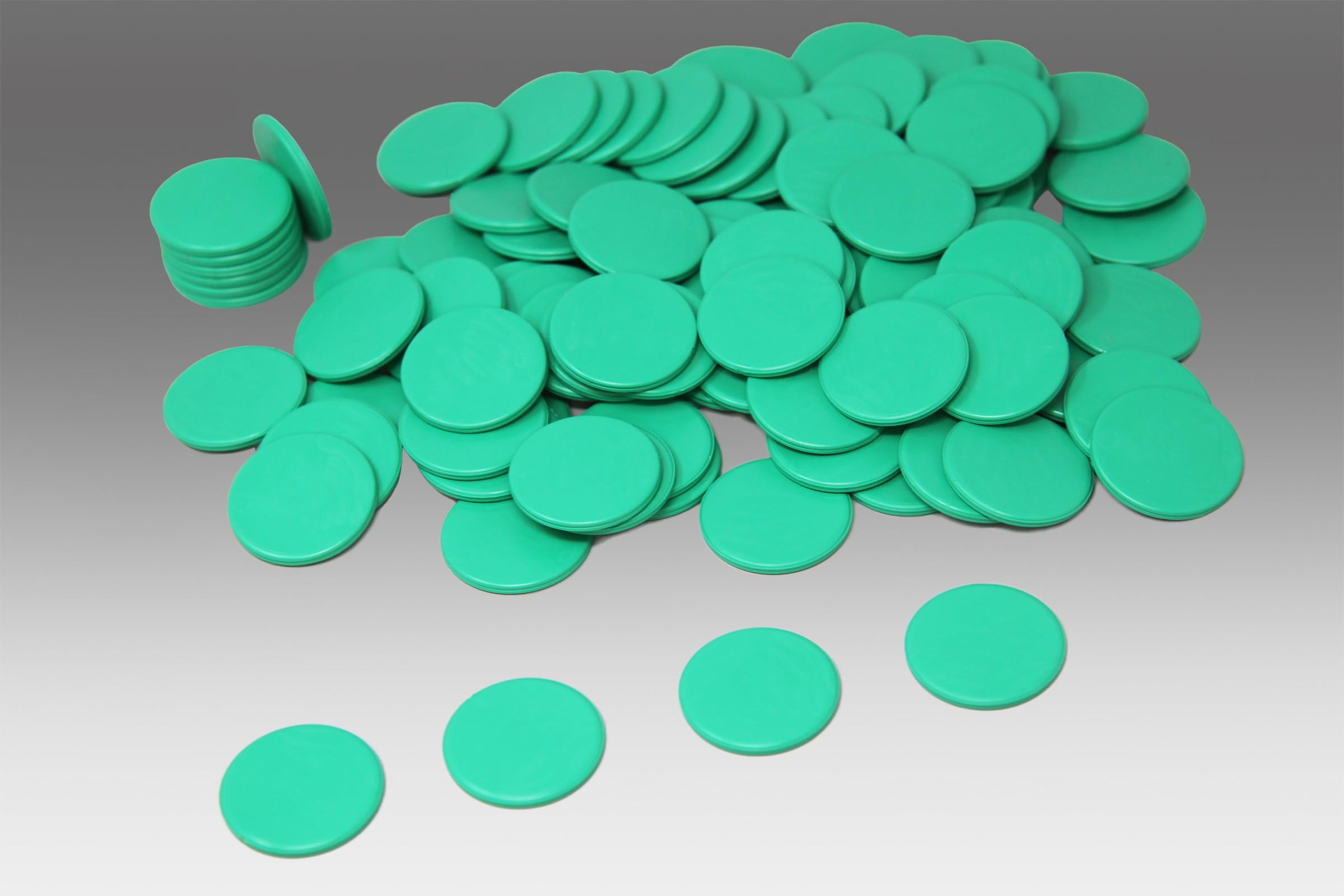 Wissner Game Chips - 100 Green Counting Markers | 25mm Diameter | RE-Plastic