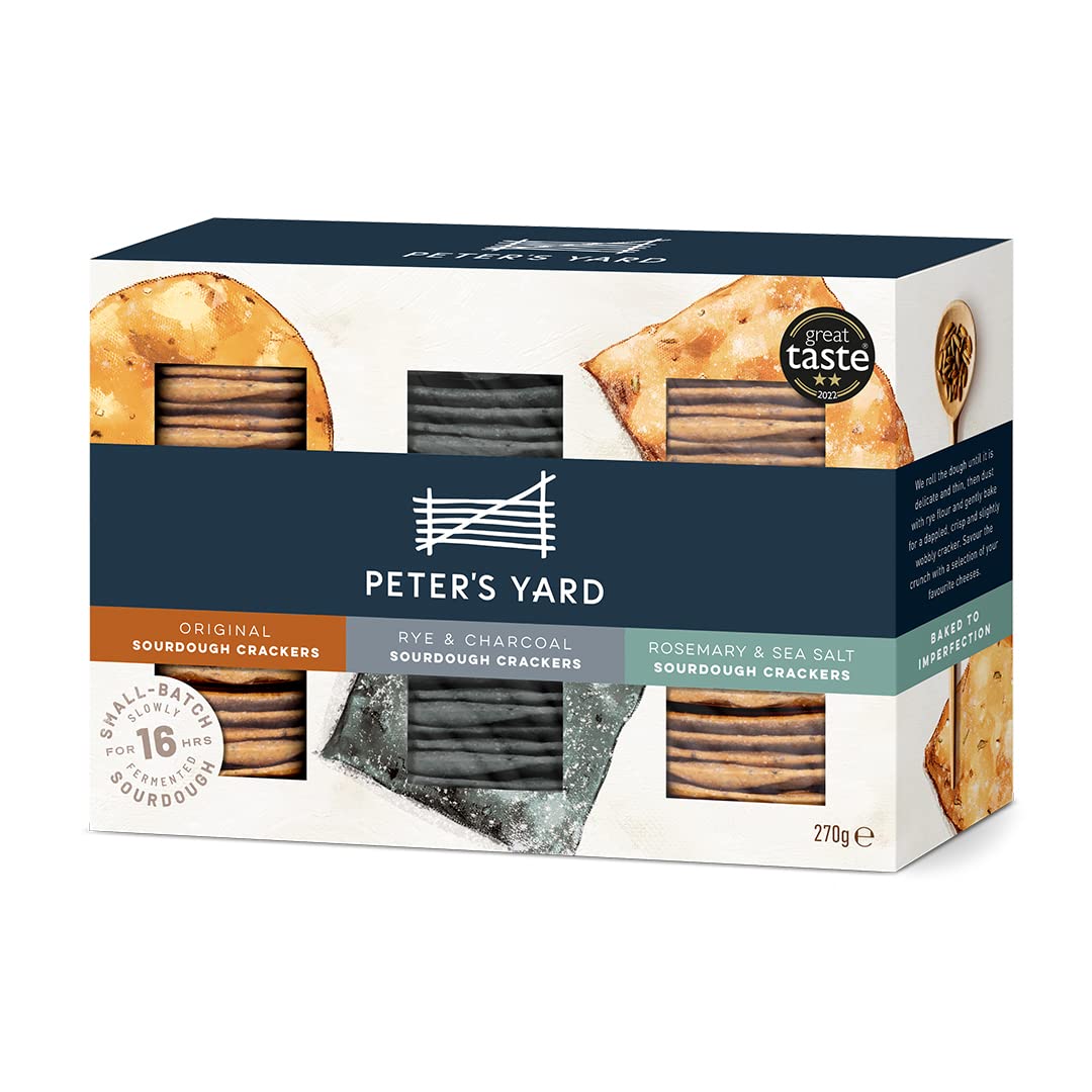 Peter's Yard Sourdough Crackers Selection Box for Cheese - 3 Varieties, 270g