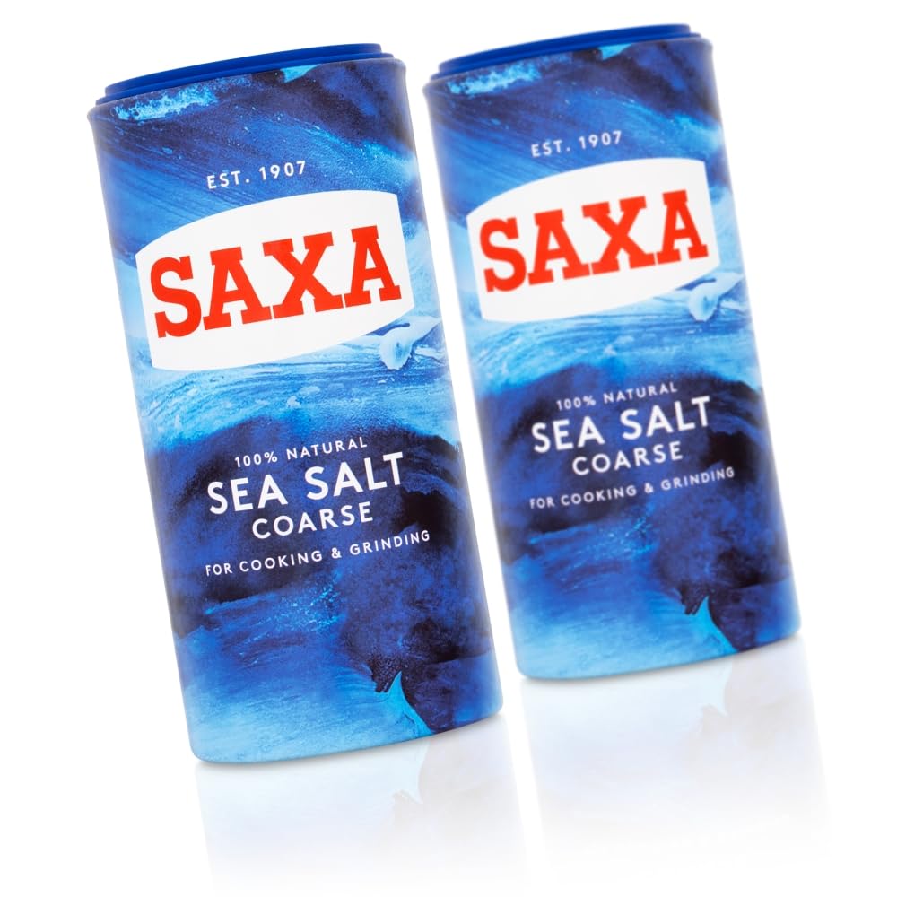 Saxa Coarse Sea Salt for Cooking & Grinding - Pure & Natural | 350g Drum 6