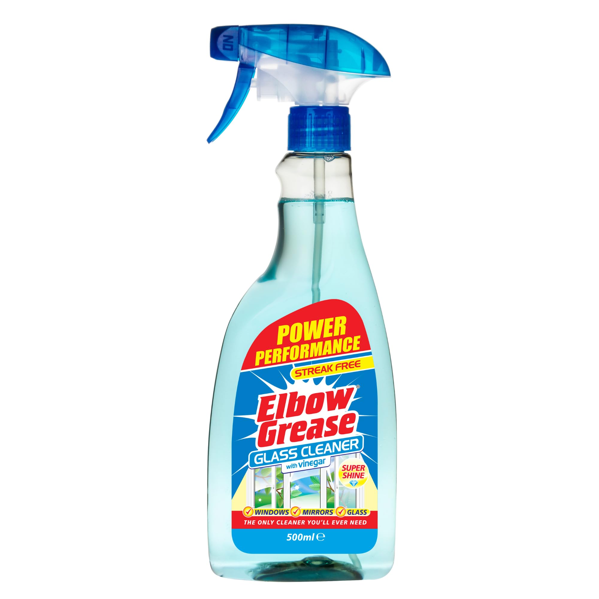 Elbow Grease Glass Cleaner with Vinegar for Windows and Mirrors - Streak Free, 500 ml (Pack of 1)