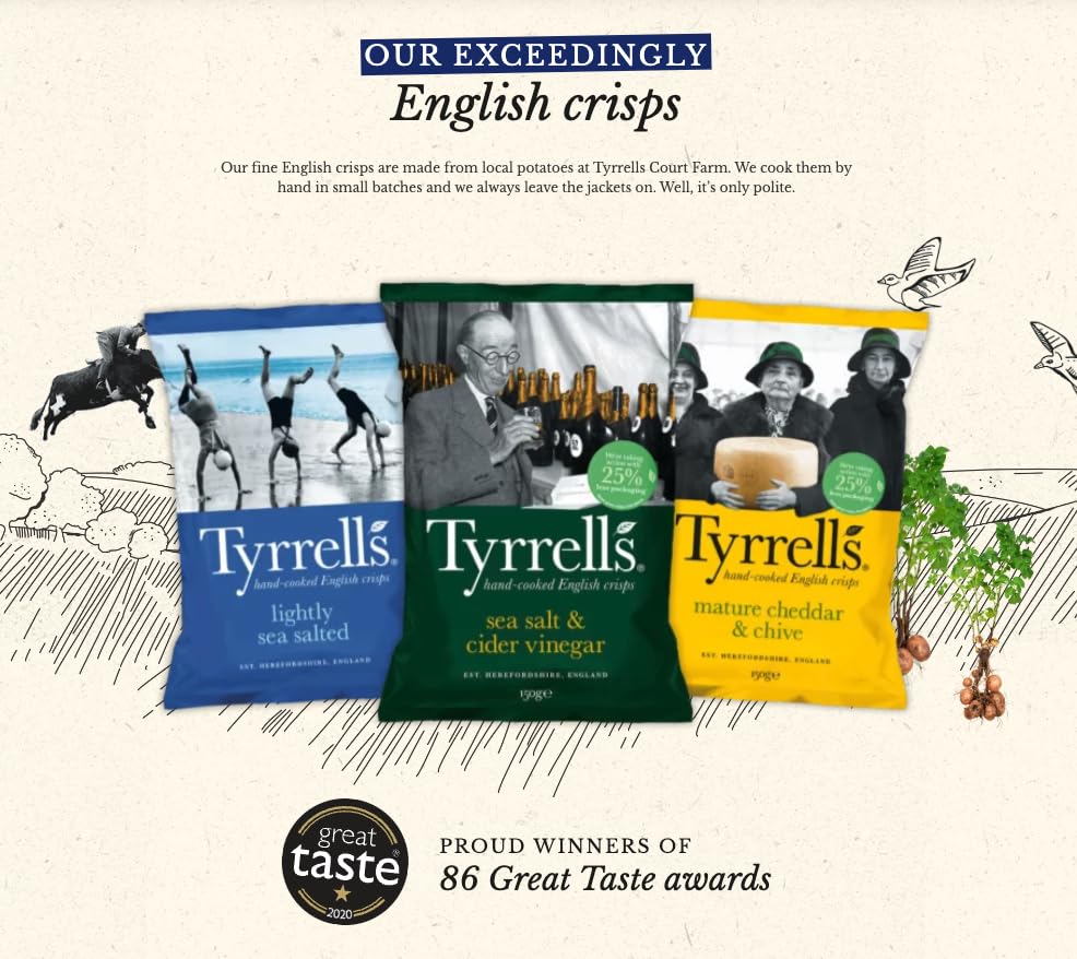 Tyrrells Furrows Meersalz &amp; Essig Chips zum Teilen 150g 3