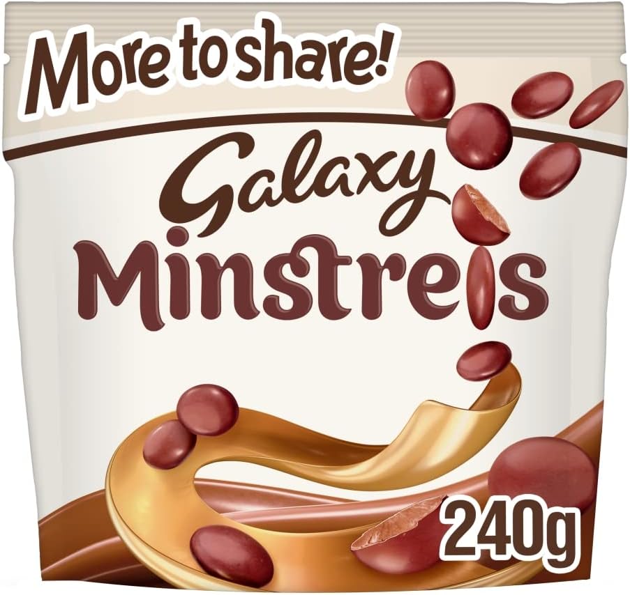 Galaxy Minstrels Milchschokoladenbeutel 195 g – Zarte Schokolade mit knuspriger Zuckerhülle