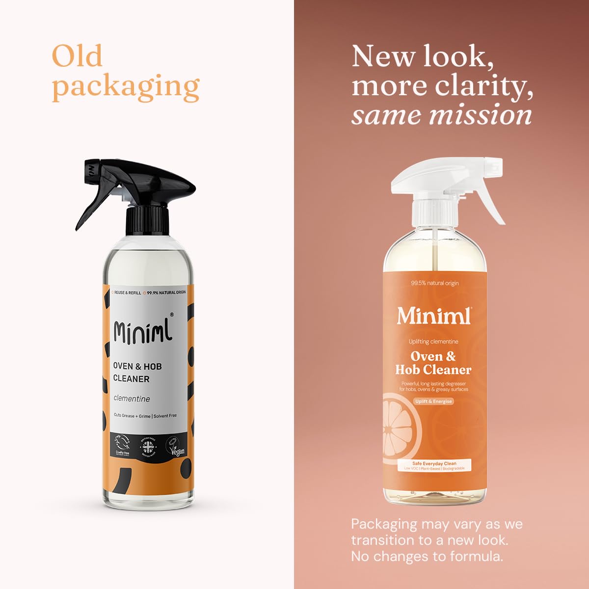 Miniml Oven & Hob Cleaner Spray - Powerful Grease Removal | Clementine Scent | 750ml