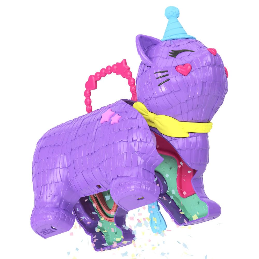 Polly Pocket Celebration Kitty Playset with 2 Micro Dolls & 23 Accessories - Ages 4+ 5