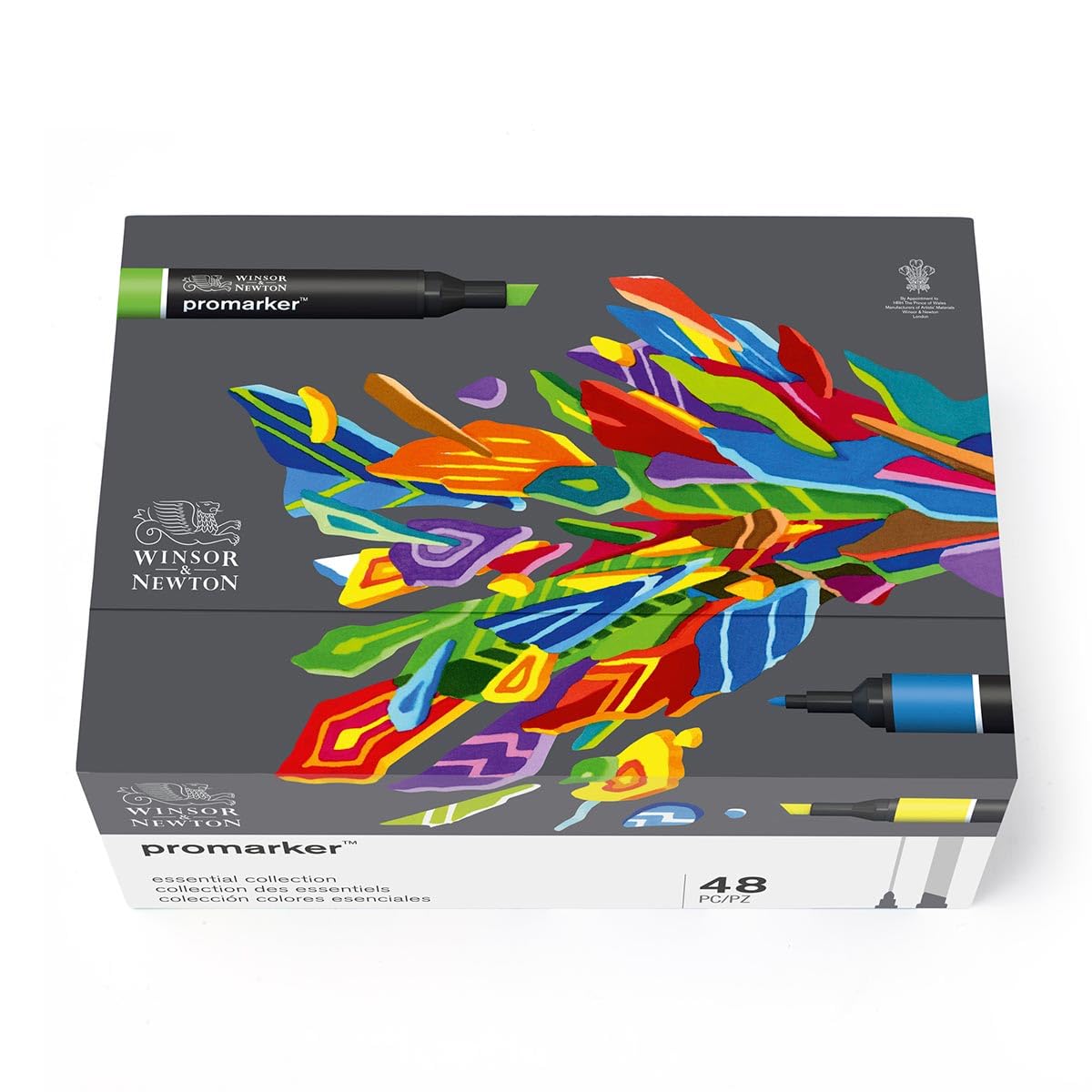 Winsor & Newton Promarker Alcohol Based Marker Set - Essential Collection, 48 Count with Blender 6