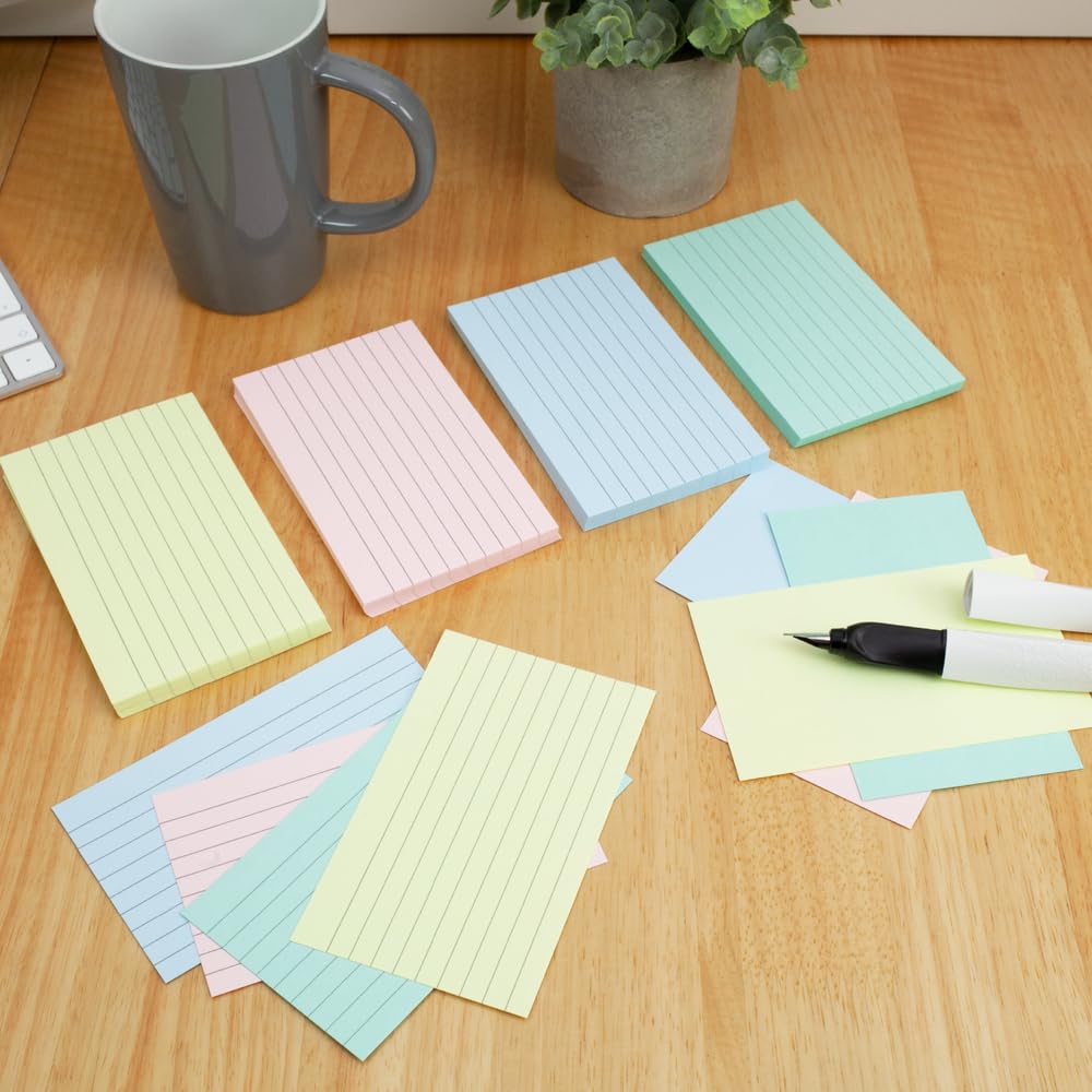 SUMMIT Index Cards - 400 Pack Lined Revision Cards | Pastel Assorted | 75 x 125 cm 4